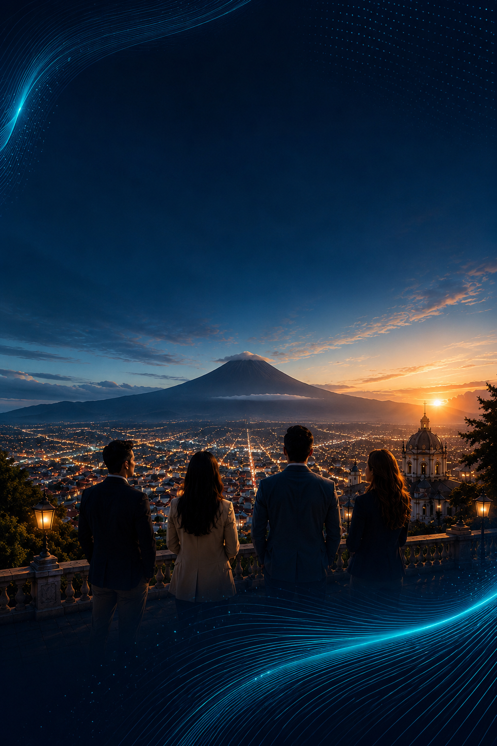Quetzaltenango y su volcán al atardecer