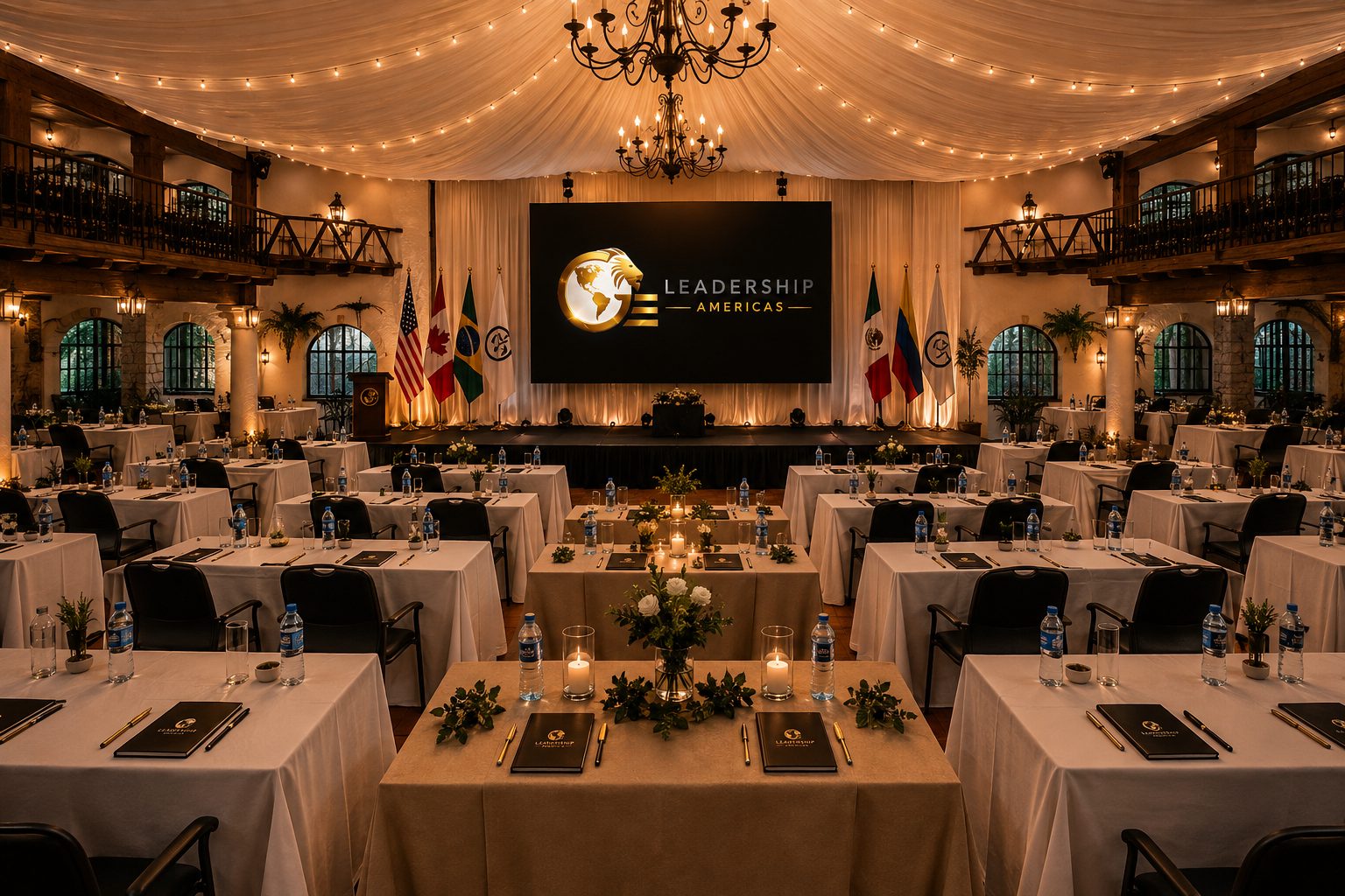 Salón de Colina Country Club preparado para las conferencias de El Sueño Latinoamericano